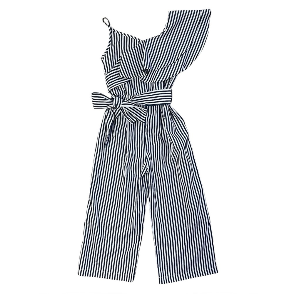 Habitual Kids Arya Striped One-Shoulder Jumpsuit Girls size 5/6